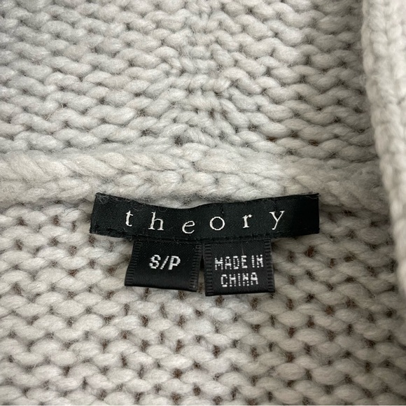 Vintage Y2K THEORY Wool Cashmere Blend Hooded Cardigan Minimalist Academia small - Picture 5 of 12